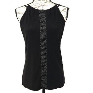 WHITE HOUSE BLACK MARKET JERSEY SILVER BALL CHAIN MESH DATE HALTER TOP XS NEW